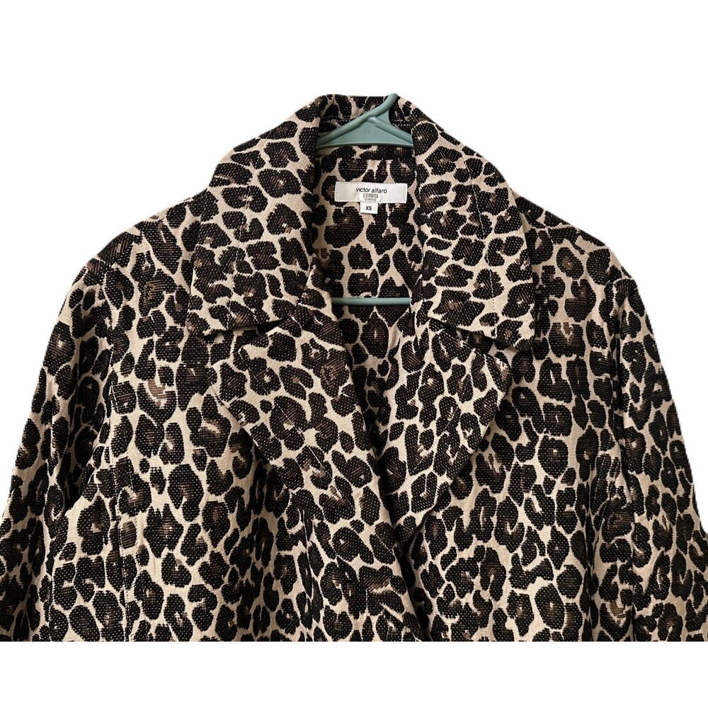 NWOT Victor Alfaro Womens Size XS Leopard Jacquard Long Coat Oversized Fit - Picture 6 of 12